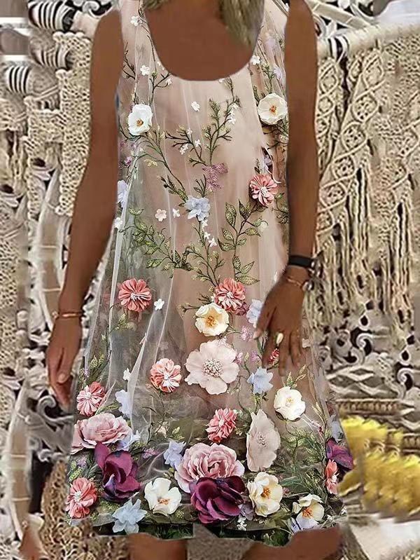 Women's Suspender Embroidery Fashion Loose Casual Dress