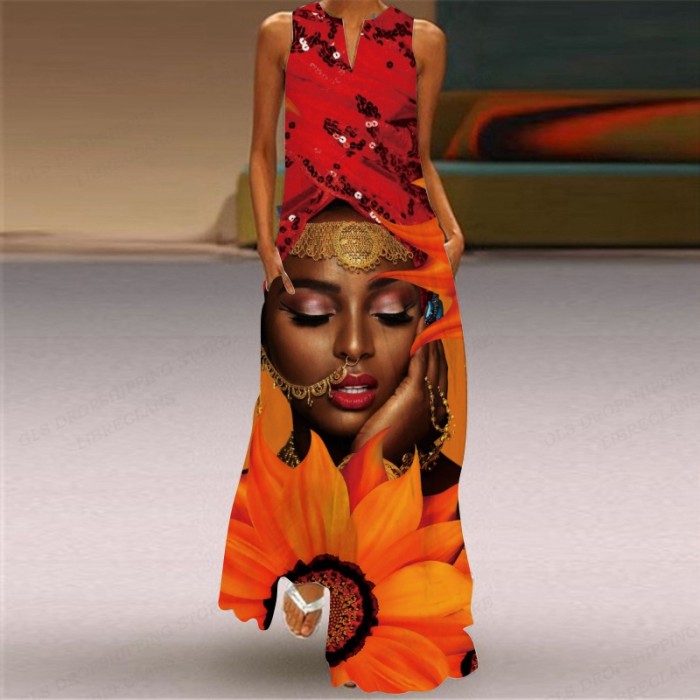 Women's Fashion Party Sleeveless Casual Sexy Beach  Maxi Dress