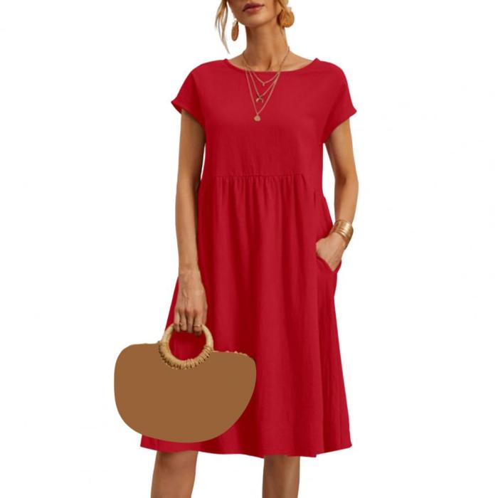 Formal Fashion Solid Color Loose Hem Casual Dress