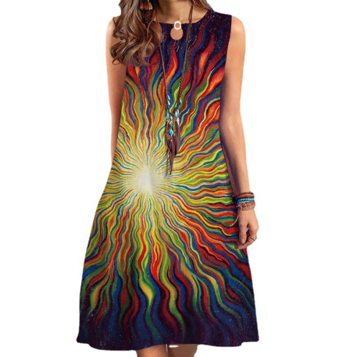 Summer Fashion Bohemian 3D Printed Loose Casual Dress