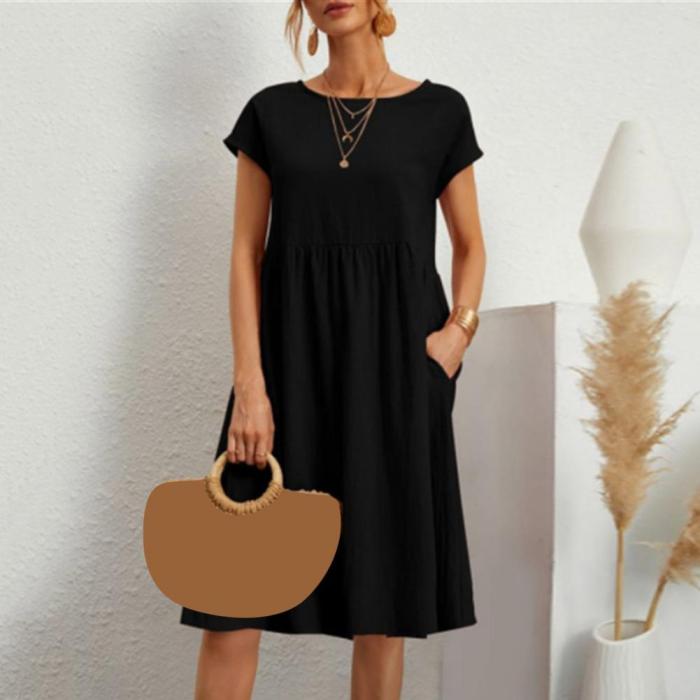 Formal Fashion Solid Color Loose Hem Casual Dress