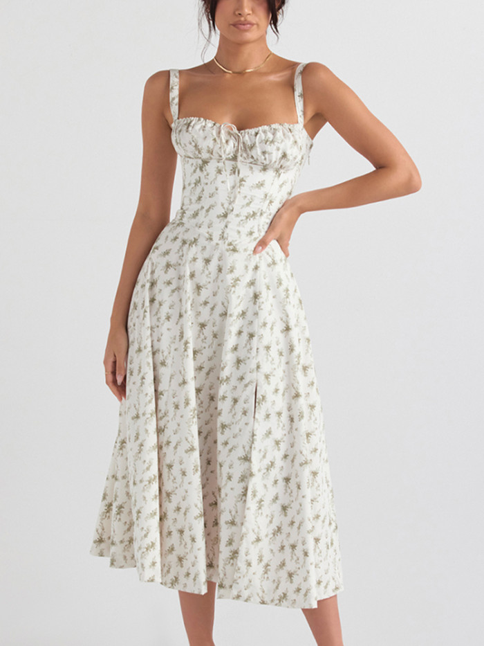 Women Fashion Floral Summer Beach Casual Loose  Maxi Dress
