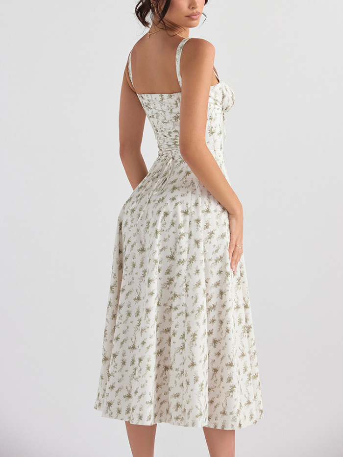 Women Fashion Floral Summer Beach Casual Loose  Maxi Dress