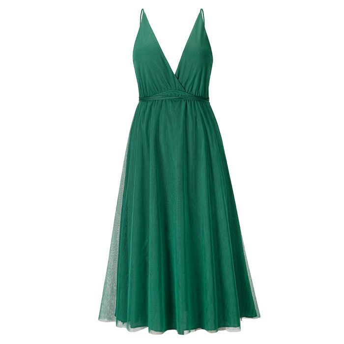 Women's Fashion Luxury Elegant Sexy Mesh Backless Wedding Guest Dress