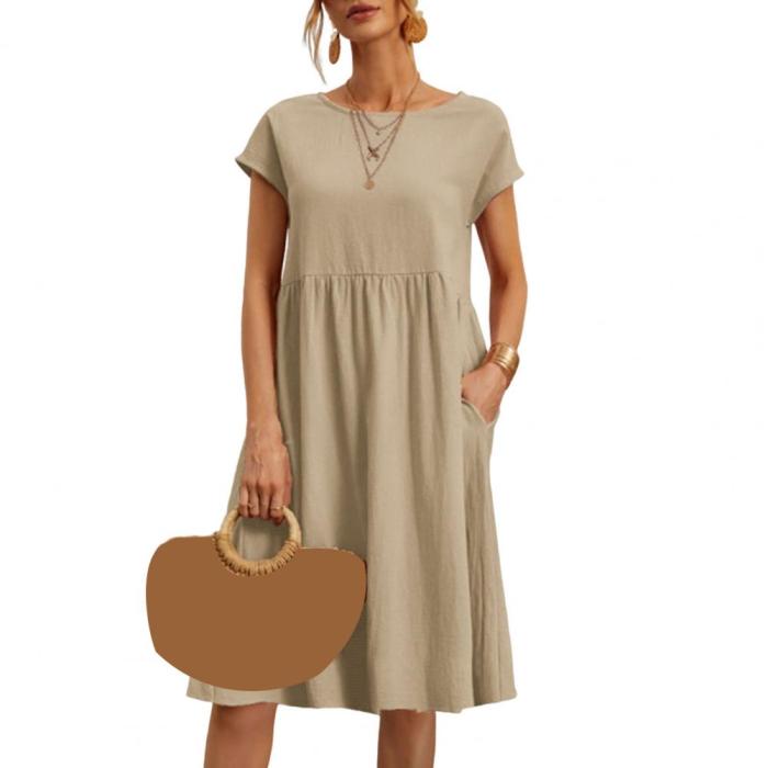 Formal Fashion Solid Color Loose Hem Casual Dress