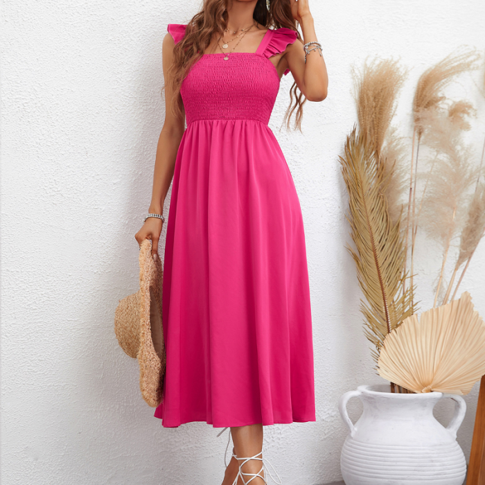 Slim Fit Elegant Fashion Ladies Square Neck Stretch Lace High Waist Slim  Maxi Dress