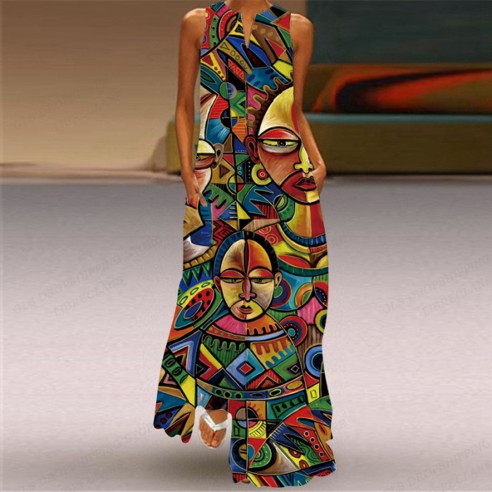 Women's Fashion Party Sleeveless Casual Sexy Beach  Maxi Dress