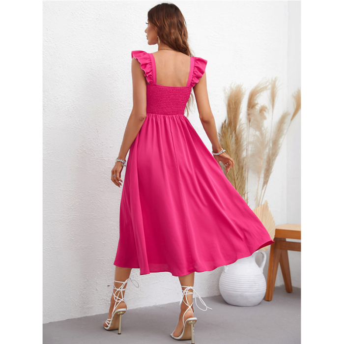 Slim Fit Elegant Fashion Ladies Square Neck Stretch Lace High Waist Slim  Maxi Dress