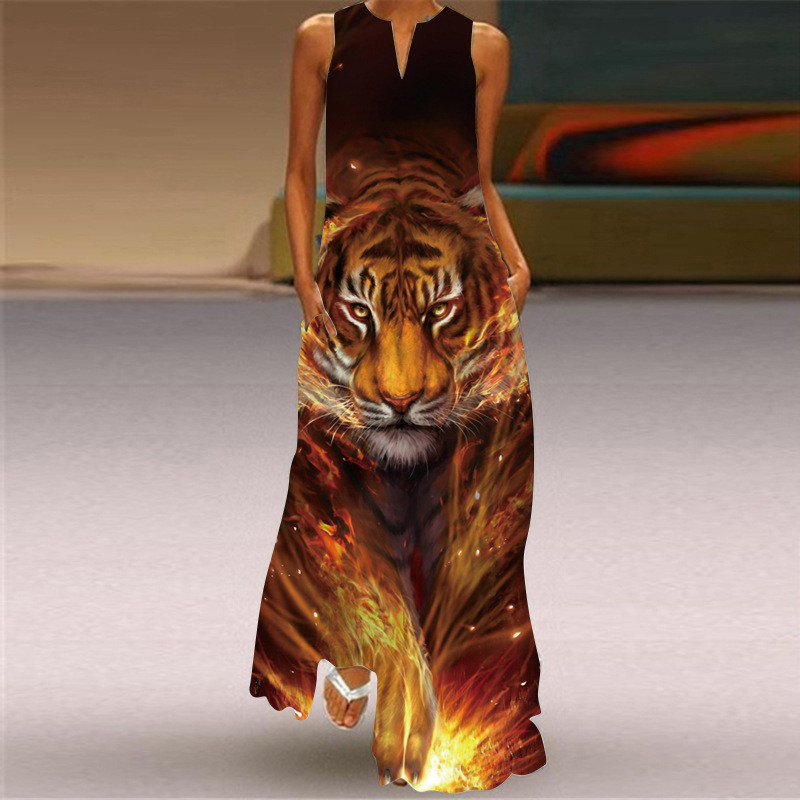 Women's Fashion Party Print Casual Loose Wedding Guest Dress
