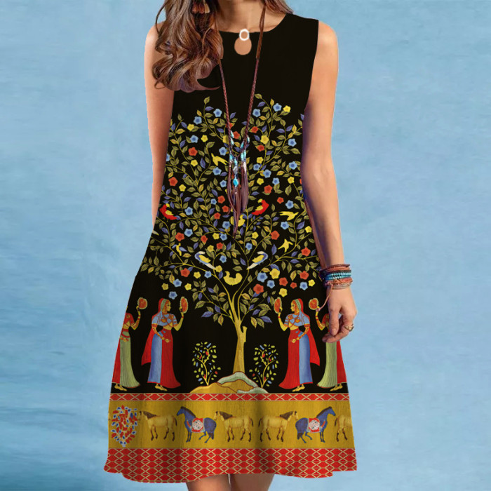 Summer Fashion Bohemian 3D Printed Loose Casual Dress