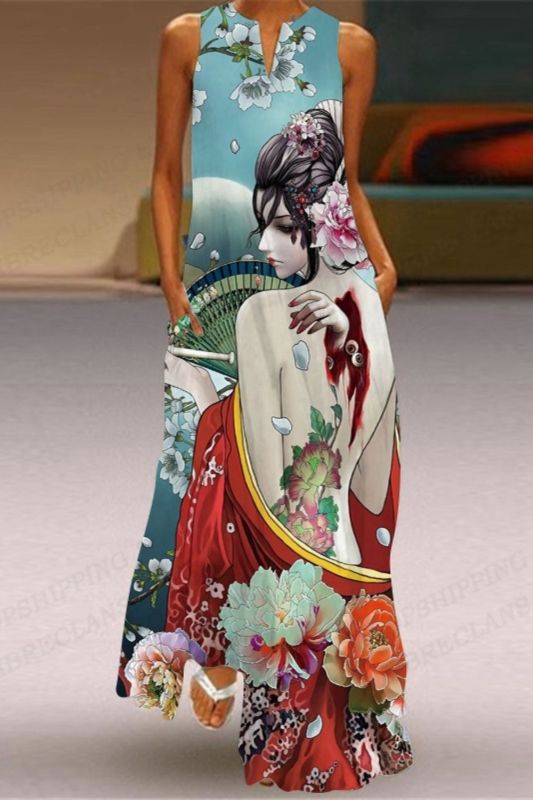 Women's Fashion Party Print Casual Loose Wedding Guest Dress