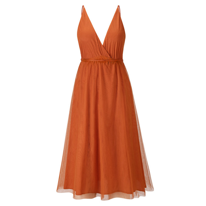 Women's Fashion Luxury Elegant Sexy Mesh Backless Wedding Guest Dress