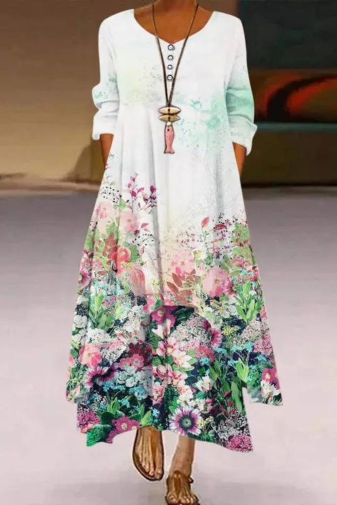 Women's Summer Floral Print Boho Summer Loose Casual Wedding Guest Dress