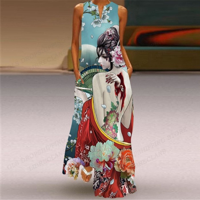 Women's Fashion Party Print Casual Loose Wedding Guest Dress