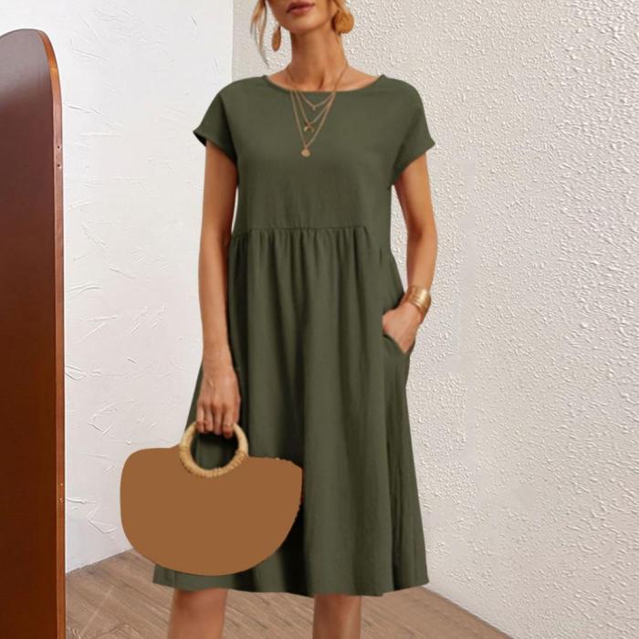 Formal Fashion Solid Color Loose Hem Casual Dress