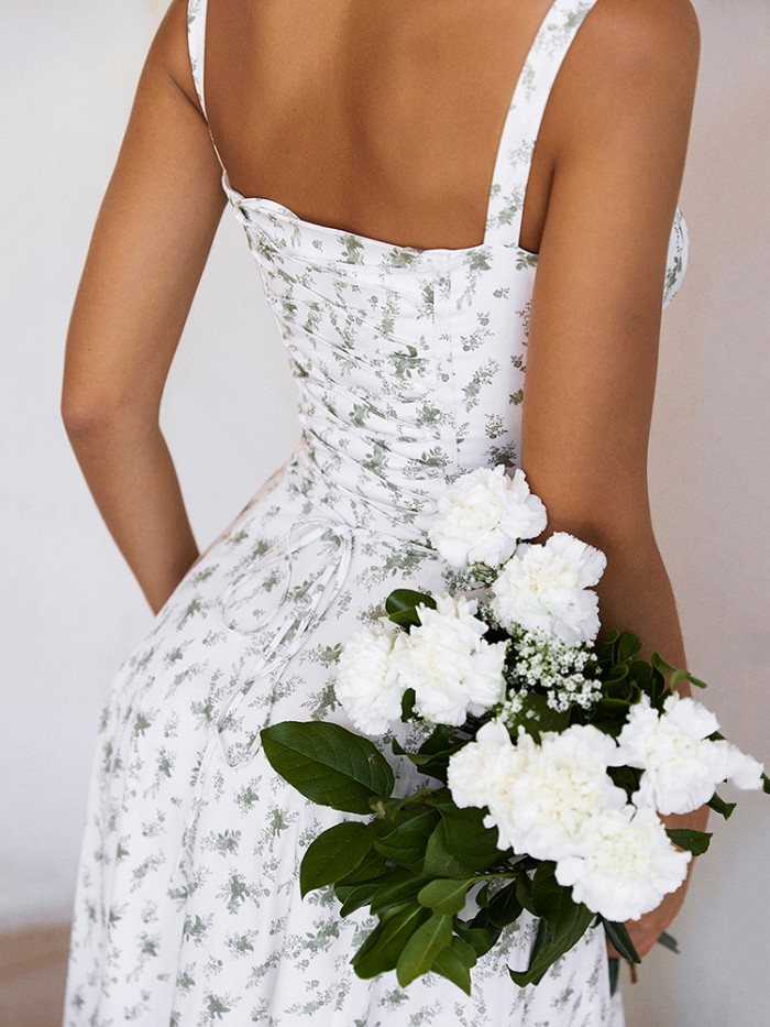 Women Fashion Floral Summer Beach Casual Loose  Maxi Dress
