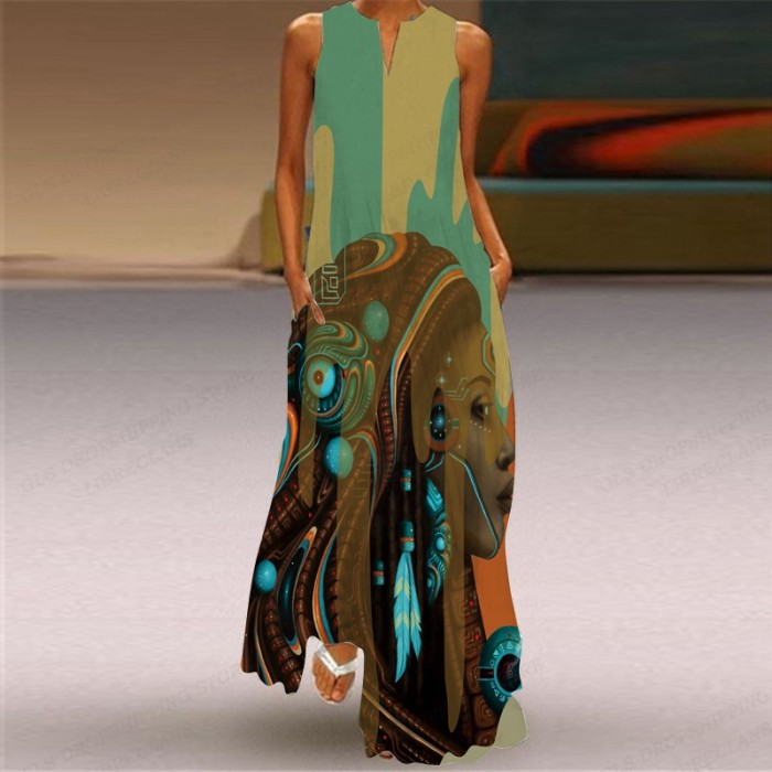 Women's Fashion Party Sleeveless Casual Sexy Beach  Maxi Dress
