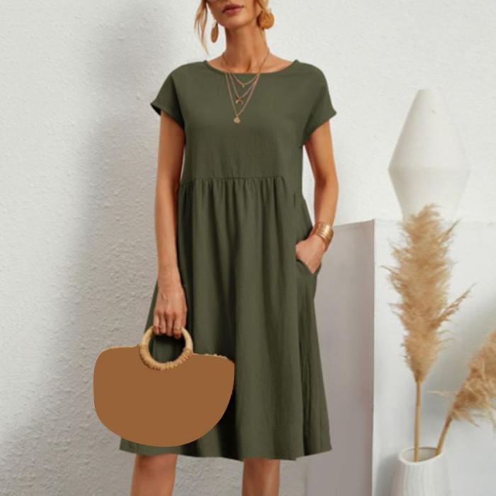Formal Fashion Solid Color Loose Hem Casual Dress