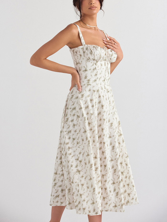 Women Fashion Floral Summer Beach Casual Loose  Maxi Dress