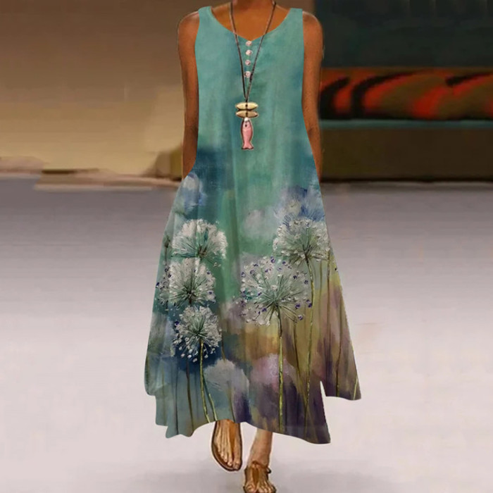 Women's Loose 3D Boho Vintage Casual Floral Party Maxi Dress