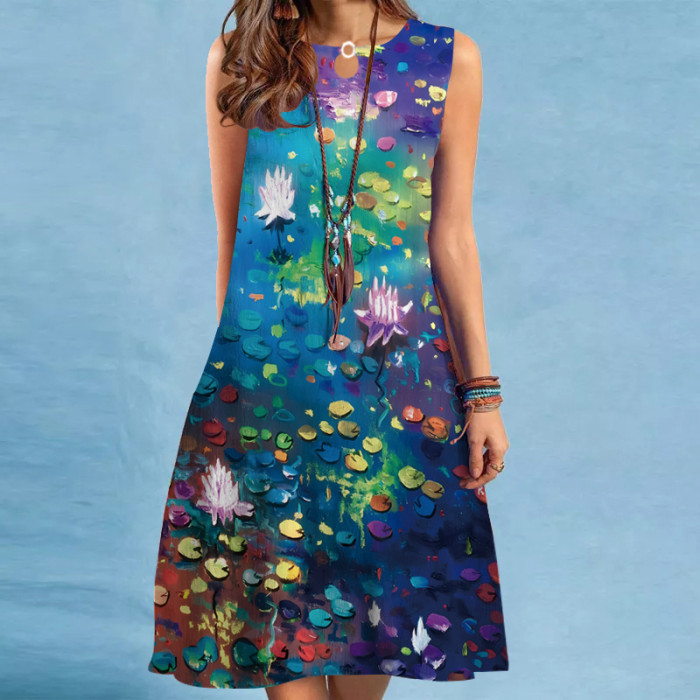 Summer Fashion Bohemian 3D Printed Loose Casual Dress