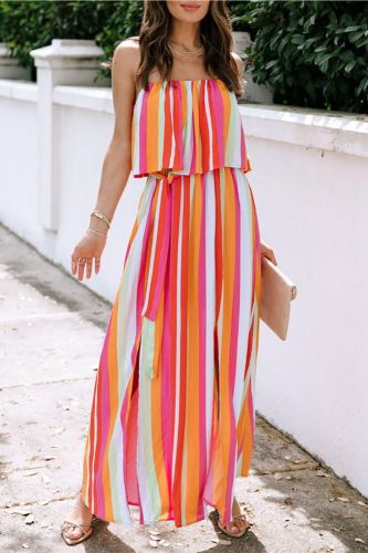 Vintage Off Shoulder Floral Sleeveless Boho Beach Party  Maxi Dress