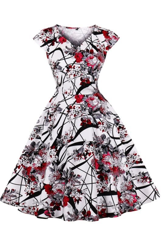 Women's Summer Chic Striped Casual Party Sleeveless Vintage Swing Wedding Guest Dress