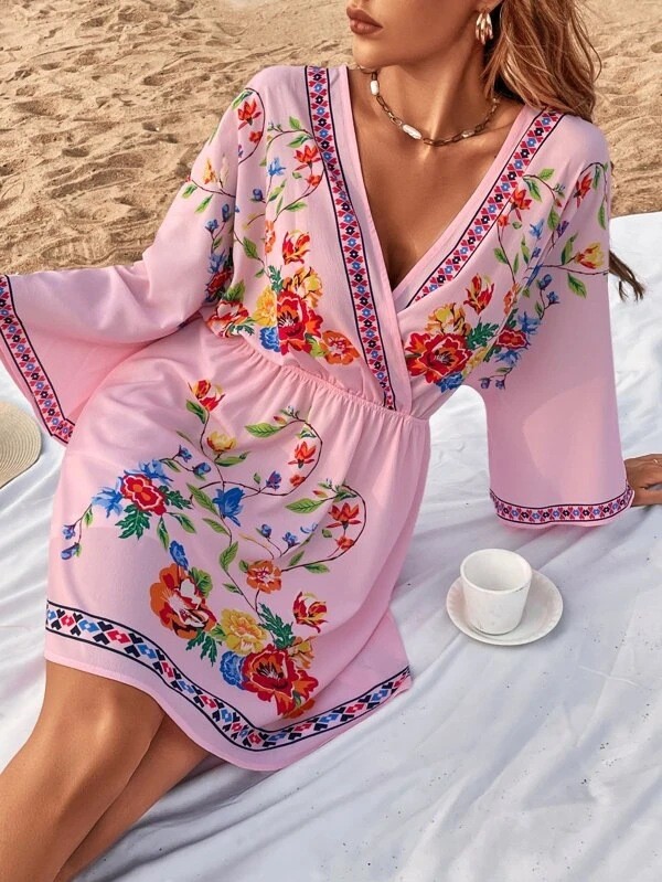 Summer Bohemian Retro Ethnic Print Slim Fit Casual Dress