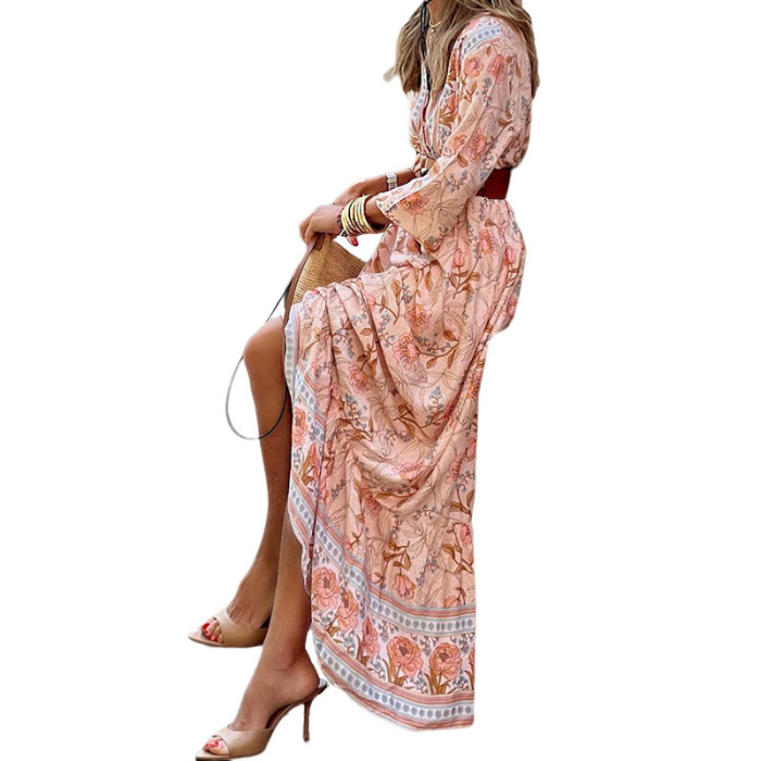 Female Print Casual Bohemian Fashion Elegant  Maxi Dress