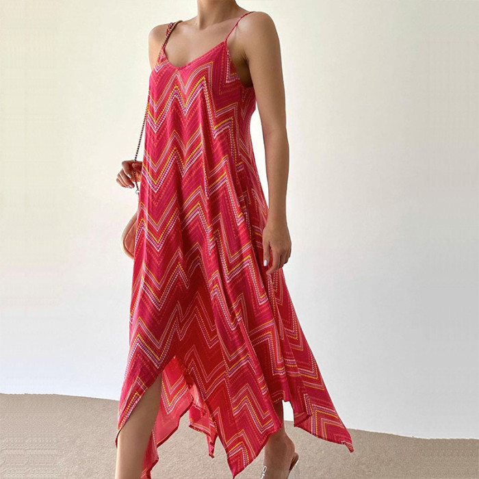 Printed Casual Off Shoulder Bohemian Fashion  Maxi Dress
