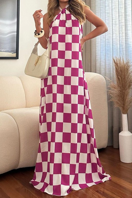 Women's Elegant Sexy Halter Neck Backless Loose Slim Maxi Dress