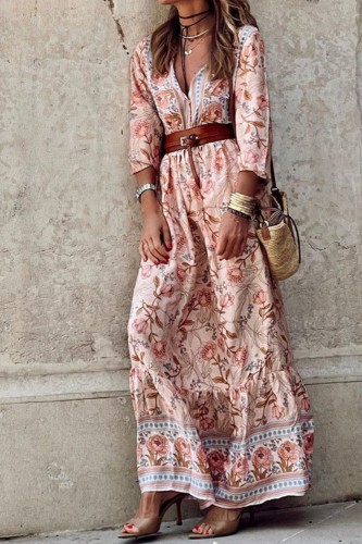 Female Print Casual Bohemian Fashion Elegant  Maxi Dress