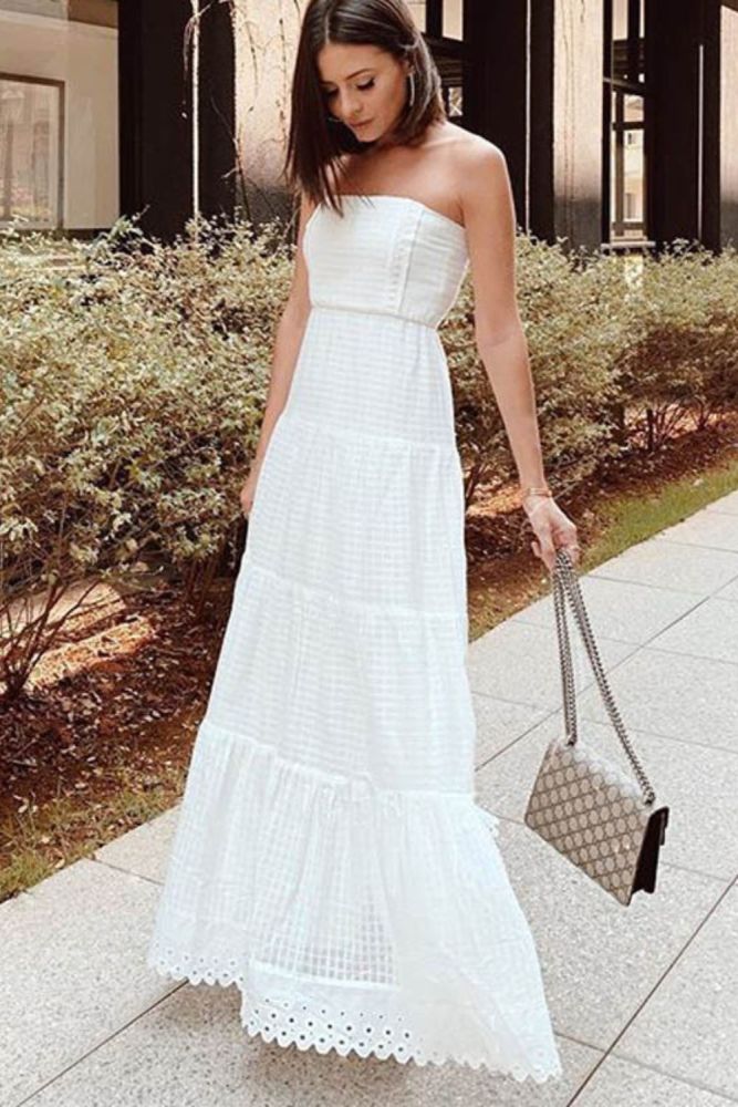 Women Fashion Sexy Wrapped Chest Sleeveless Solid Color Party Wedding Guest Dress