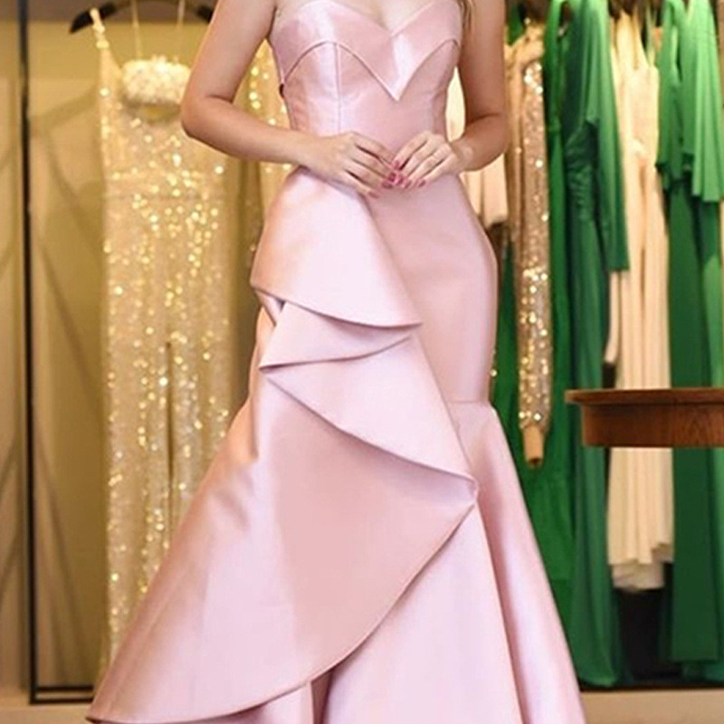 Elegant Temperament Sexy Fishtail Fashion Sexy Party Solid Wedding Guest Dress