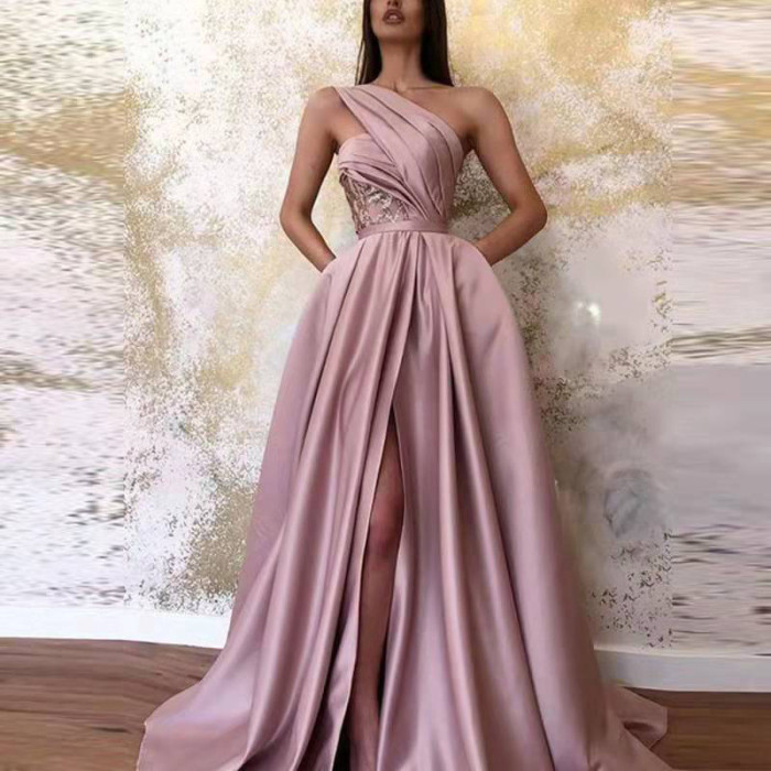 Women's Sexy Split Shoulder Fashion Elegant Party Wedding Guest Dress