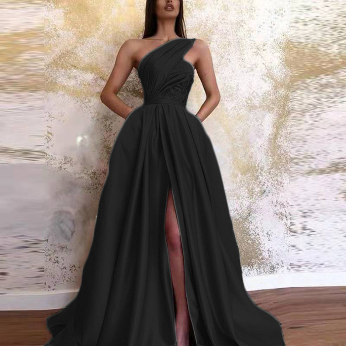 Women's Sexy Split Shoulder Fashion Elegant Party Wedding Guest Dress