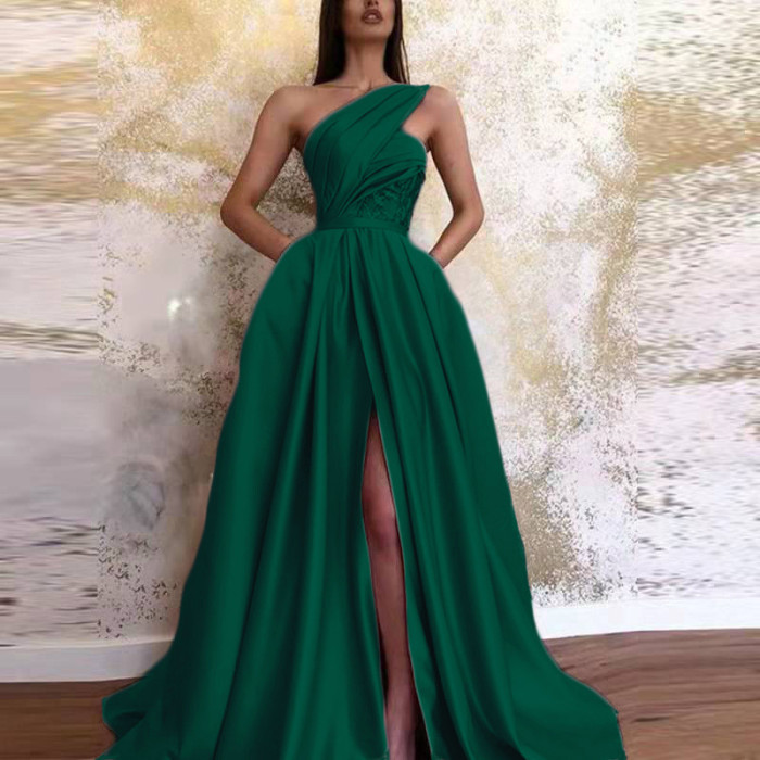 Women's Sexy Split Shoulder Fashion Elegant Party Wedding Guest Dress