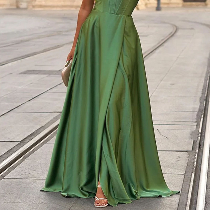 Women's Elegant Sexy Sleeveless Camisole A-Line Party Fashion Slim Wedding Guest Dress