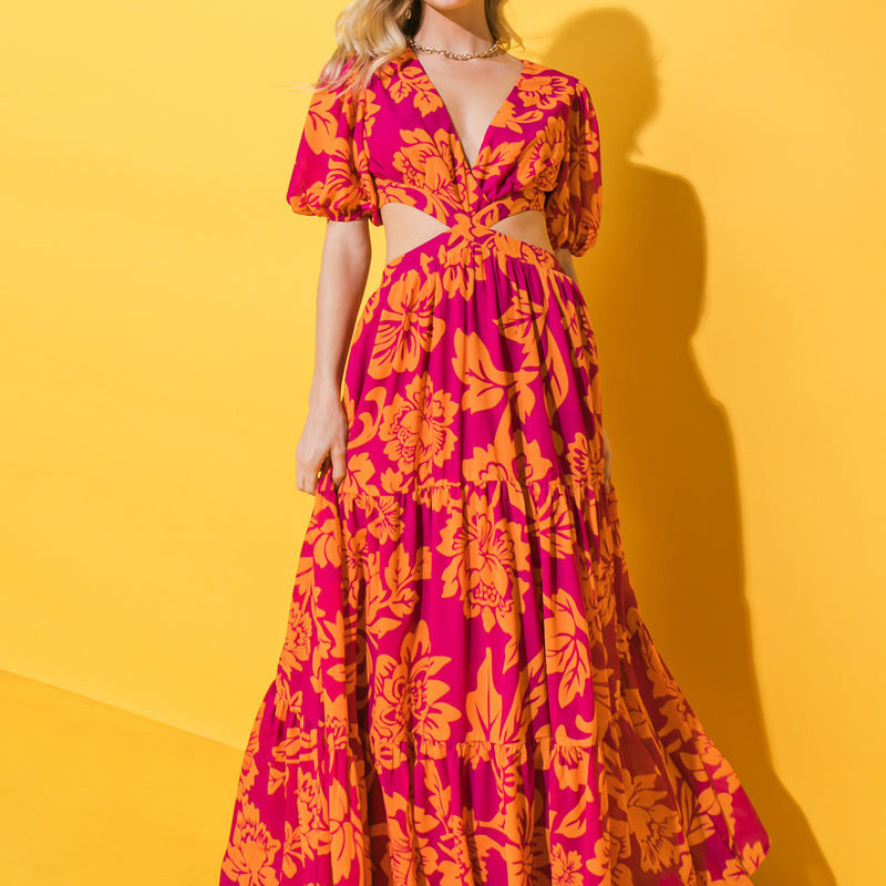 Women Summer Fashion Party Print Sexy Backless Tie Pleated Swing Maxi Dress