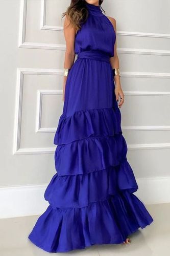 Women's Sexy Fashion Solid Color Sleeveless Tie Slim Wedding Guest Dress