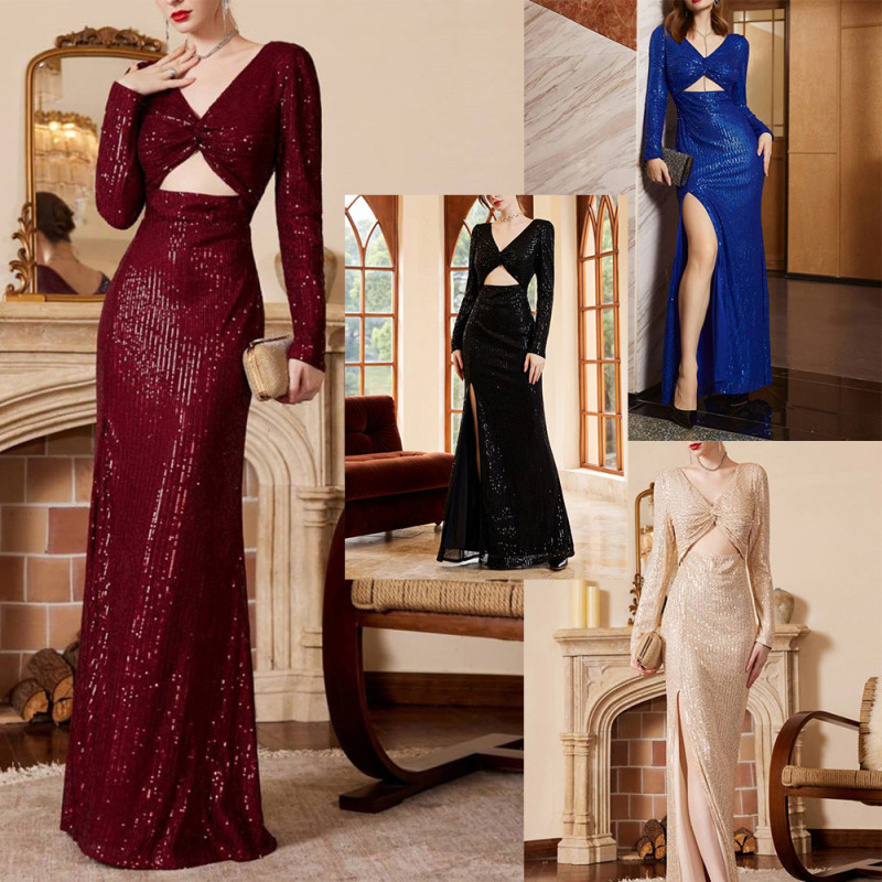 Women's Sexy Temperament Sequin Elegant Fashion Wedding Guest Dress