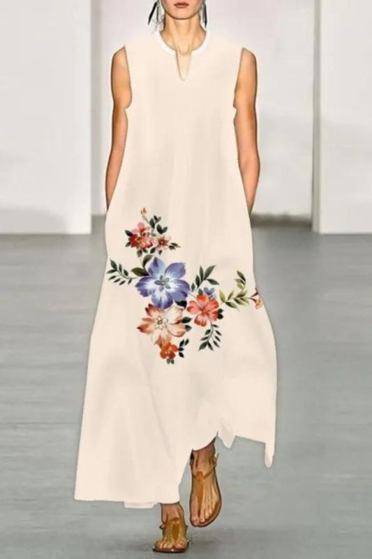 Women's V-neck Fashion Print Sexy Casual Maxi Dress