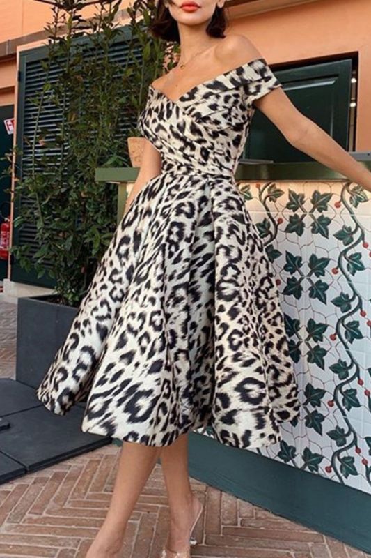 Women's Fashion Temperament One Shoulder Sleeveless Printed Party Wedding Guest Dress