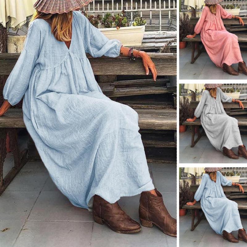 Women's Ruffle Boho Loose Summer Fashion Resort  Maxi Dress
