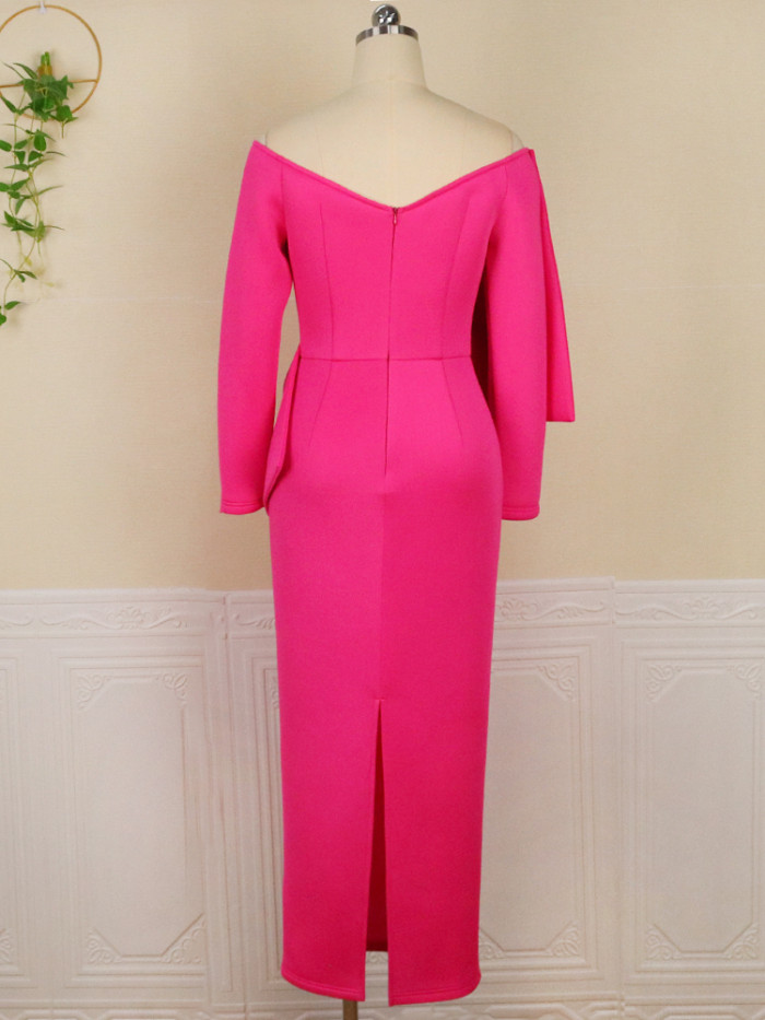 Women's Fashion Party Big Bow Elegant Evening Wedding Guest Dress