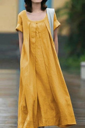 Summer Women's Clothes Solid Color Retro Harajuku Loose Casual Dress