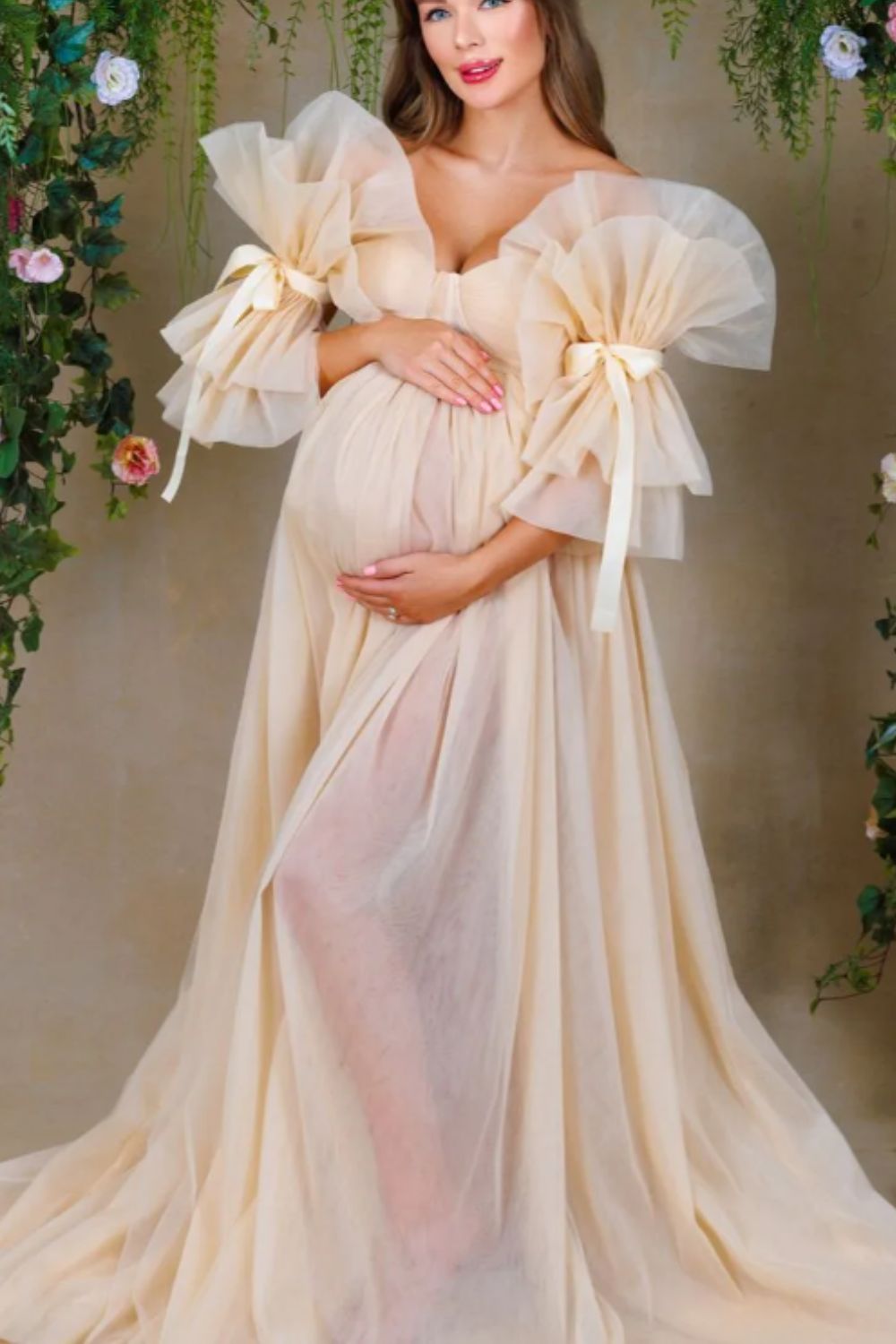 Elegant Sheer Maternity Robe For Bridal Photoshoots Lebanon