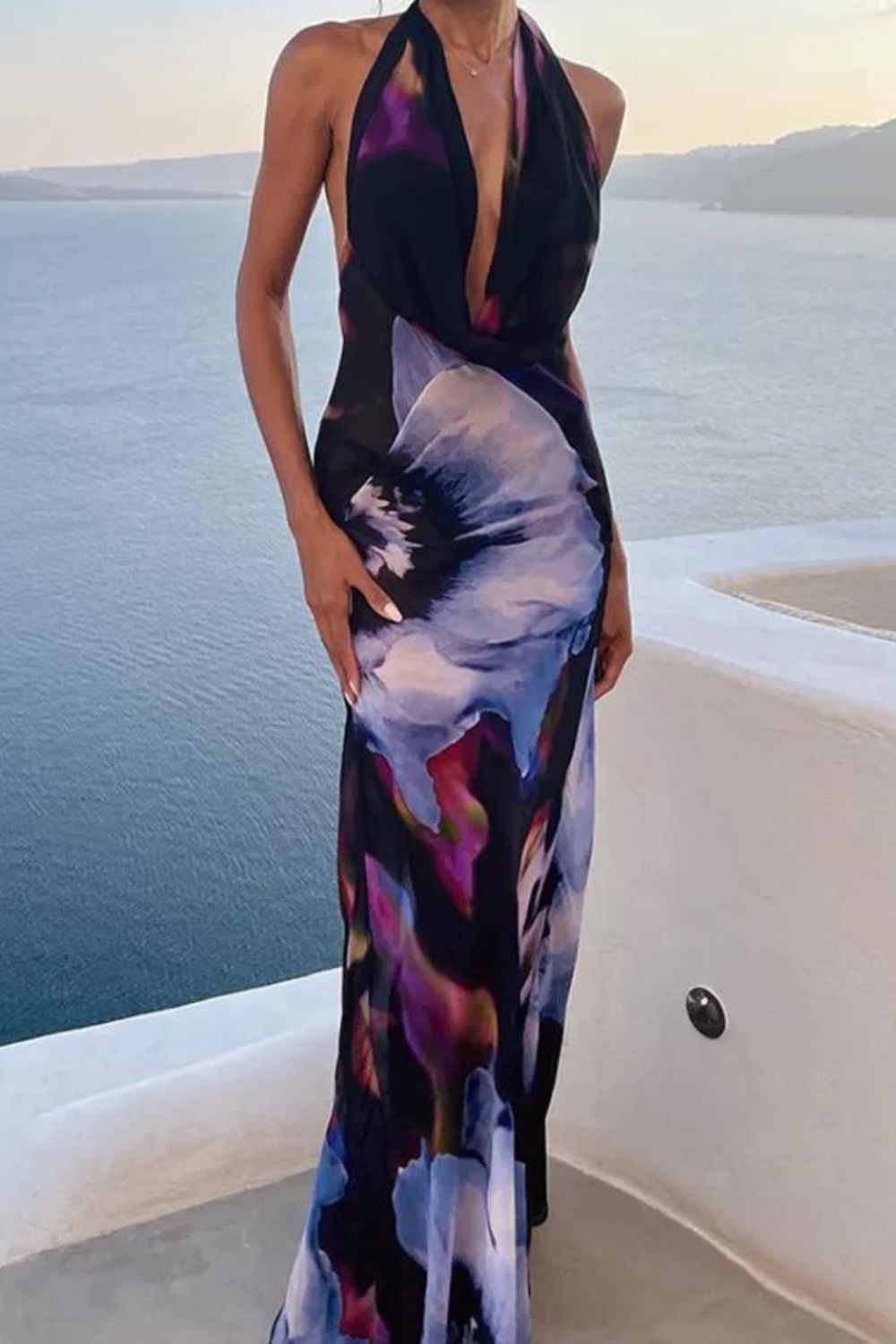 Sexy Backless Ruched Halter Sleeveless Dresses main image 0