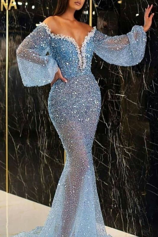 Women's Fashion Casual Elegant V-Neck See-Through Mermaid Wedding Guest Dress