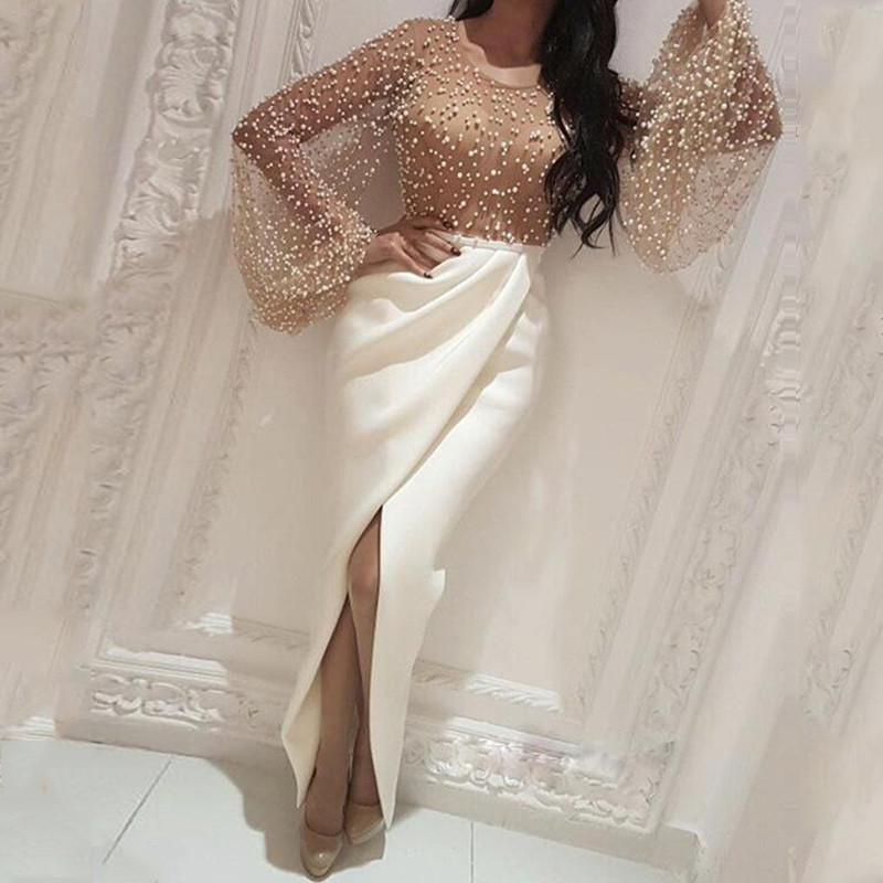 Women's Elegant Formal Fashion Fashion Party Mesh Panel Slit Wedding Guest Dress